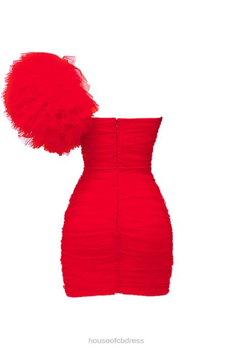 House of CB Noelle Scarlet Ruffle Sleeve Dress Clothing 4H6N358