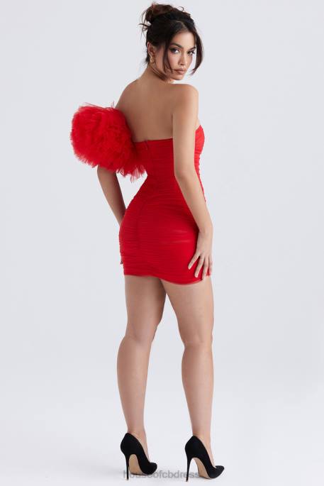 House of CB Noelle Scarlet Ruffle Sleeve Dress Clothing 4H6N358