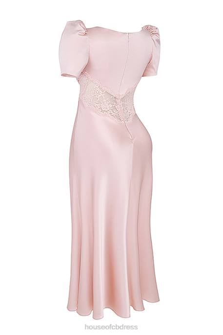 House of CB Rafaela Soft Peach Pure Silk & Lace Dress Clothing 4H6N168