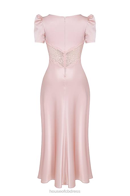 House of CB Rafaela Soft Peach Pure Silk & Lace Dress Clothing 4H6N168