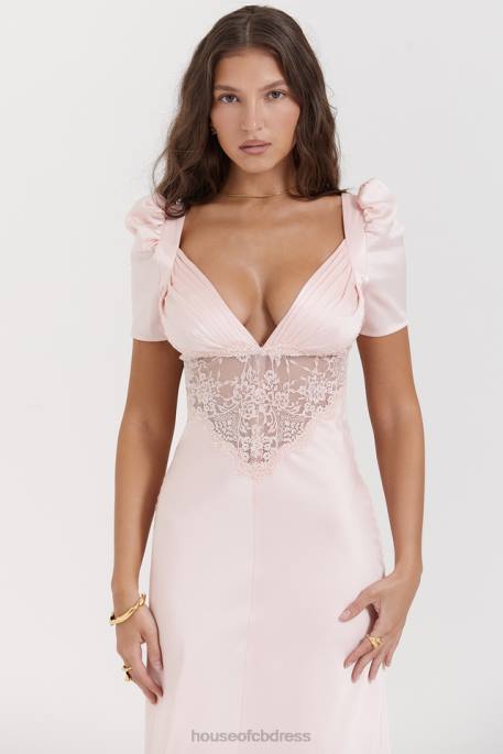 House of CB Rafaela Soft Peach Pure Silk & Lace Dress Clothing 4H6N168