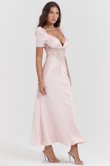 House of CB Rafaela Soft Peach Pure Silk & Lace Dress Clothing 4H6N168