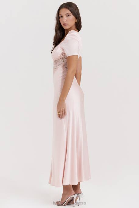 House of CB Rafaela Soft Peach Pure Silk & Lace Dress Clothing 4H6N168