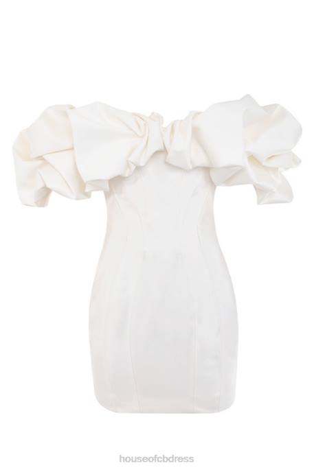 House of CB Selena Ivory Satin Ruffle Strapless Dress Clothing 4H6N631