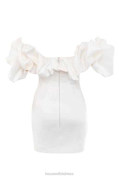 House of CB Selena Ivory Satin Ruffle Strapless Dress Clothing 4H6N631