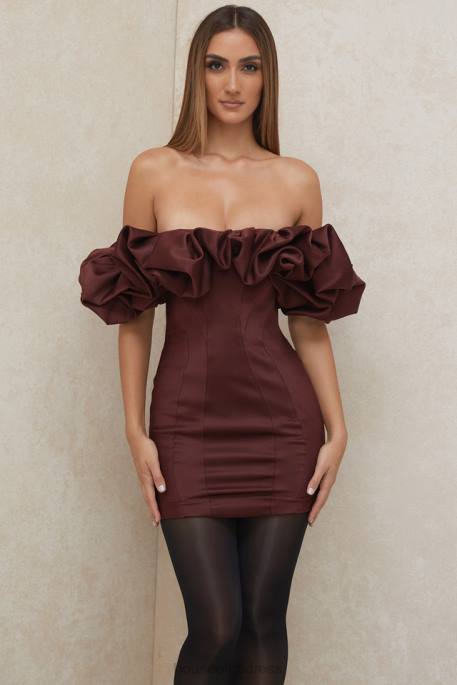 House of CB Selena Raisin Satin Ruffle Strapless Dress Clothing 4H6N590
