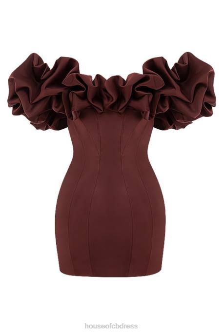 House of CB Selena Raisin Satin Ruffle Strapless Dress Clothing 4H6N590
