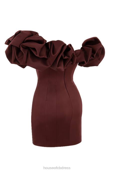 House of CB Selena Raisin Satin Ruffle Strapless Dress Clothing 4H6N590