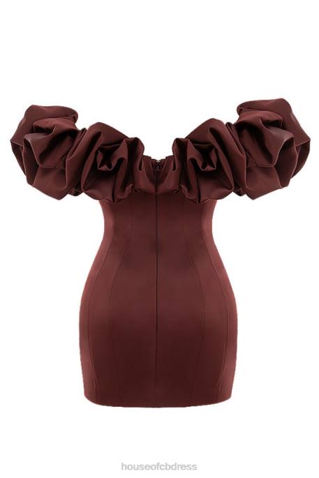 House of CB Selena Raisin Satin Ruffle Strapless Dress Clothing 4H6N590