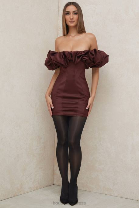 House of CB Selena Raisin Satin Ruffle Strapless Dress Clothing 4H6N590