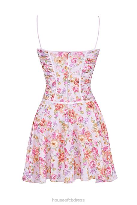 House of CB Alejandra Light Lavender Print Corset Dress Clothing 4H6N244