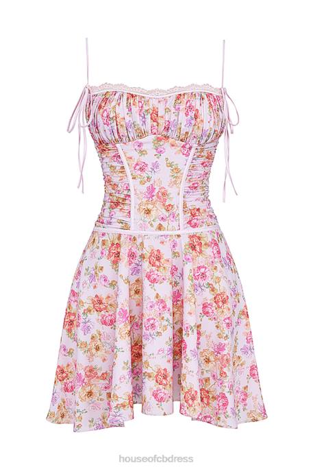 House of CB Alejandra Light Lavender Print Corset Dress Clothing 4H6N244