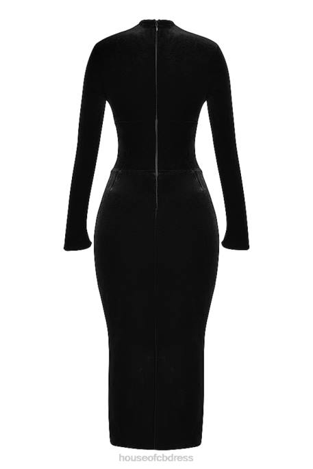 House of CB Arabella Black Velvet Corset Dress Clothing 4H6N306