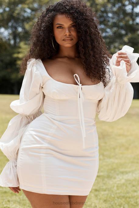 House of CB Elsie White Puff Sleeve Corset Dress Clothing 4H6N613