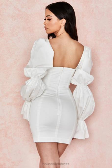 House of CB Elsie White Puff Sleeve Corset Dress Clothing 4H6N613