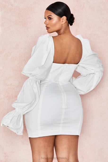 House of CB Elsie White Puff Sleeve Corset Dress Clothing 4H6N613