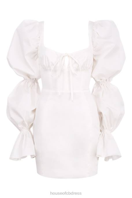 House of CB Elsie White Puff Sleeve Corset Dress Clothing 4H6N613