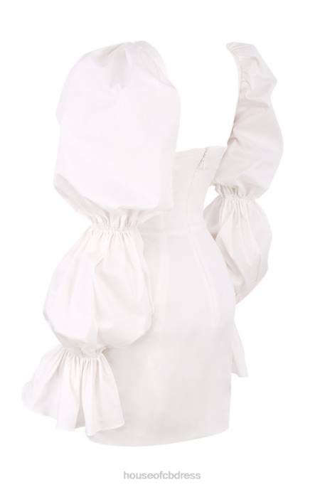 House of CB Elsie White Puff Sleeve Corset Dress Clothing 4H6N613