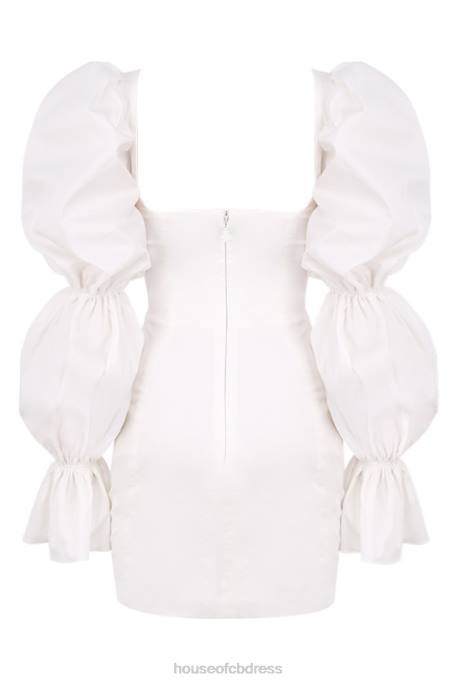 House of CB Elsie White Puff Sleeve Corset Dress Clothing 4H6N613
