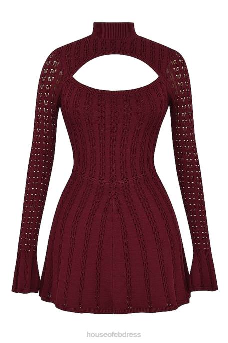 House of CB Evalina Wine Knit Corset Dress Clothing 4H6N300