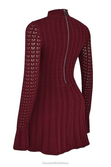 House of CB Evalina Wine Knit Corset Dress Clothing 4H6N300