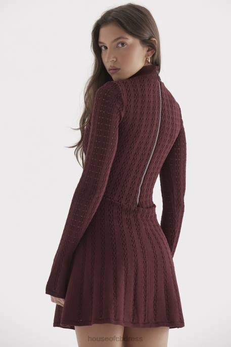 House of CB Evalina Wine Knit Corset Dress Clothing 4H6N300