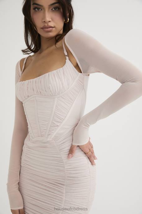 House of CB Freyja Crystal Gathered Corset Dress Clothing 4H6N487