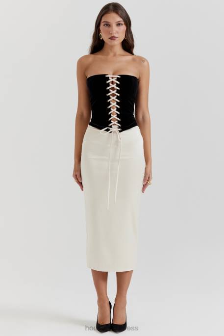 House of CB Jaina Black & Vintage Cream Strapless Corset Dress Clothing 4H6N112
