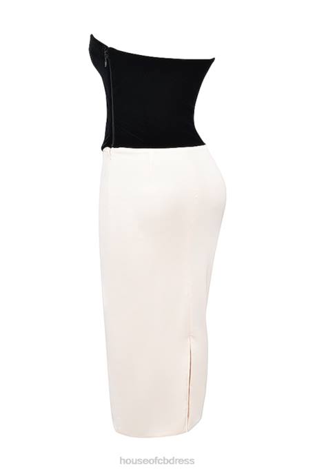 House of CB Jaina Black & Vintage Cream Strapless Corset Dress Clothing 4H6N112