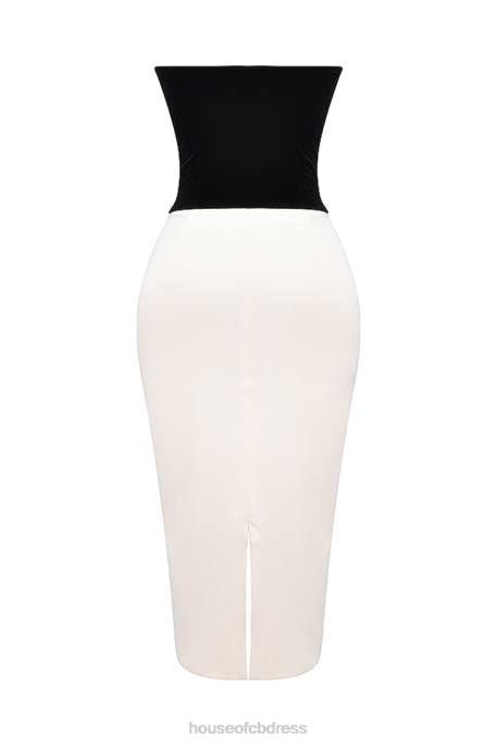 House of CB Jaina Black & Vintage Cream Strapless Corset Dress Clothing 4H6N112