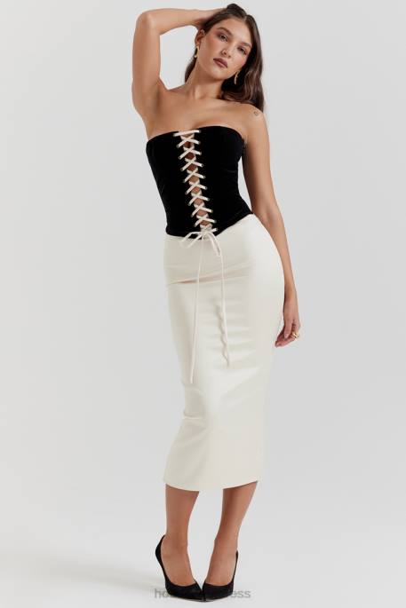 House of CB Jaina Black & Vintage Cream Strapless Corset Dress Clothing 4H6N112