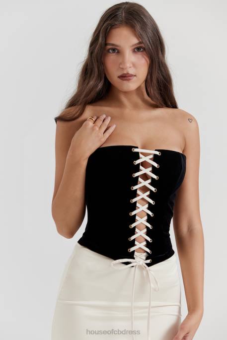 House of CB Jaina Black & Vintage Cream Strapless Corset Dress Clothing 4H6N112