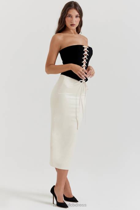 House of CB Jaina Black & Vintage Cream Strapless Corset Dress Clothing 4H6N112