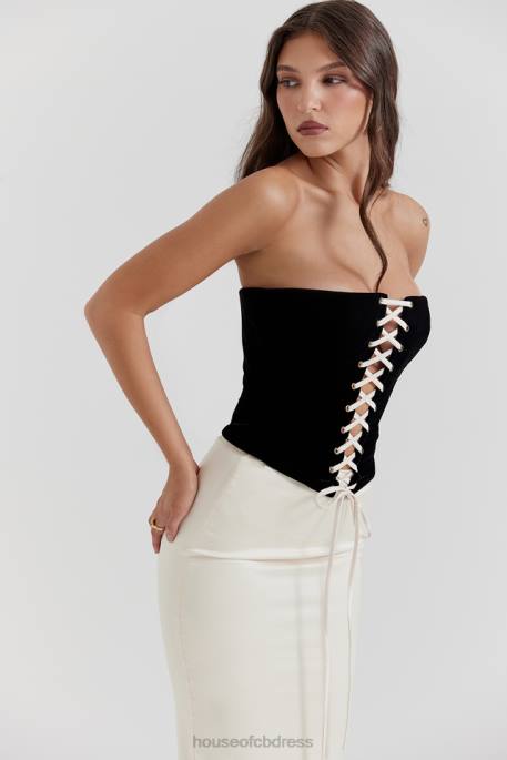 House of CB Jaina Black & Vintage Cream Strapless Corset Dress Clothing 4H6N112