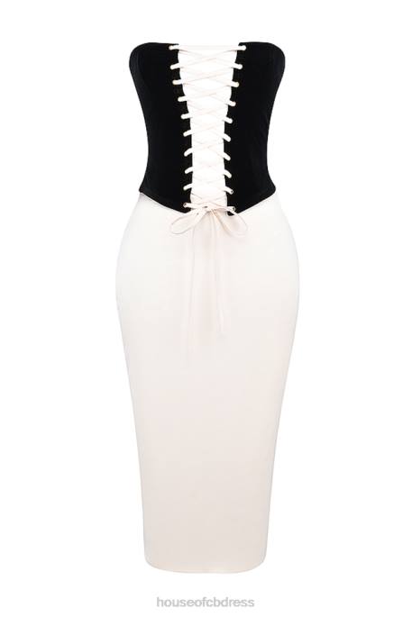 House of CB Jaina Black & Vintage Cream Strapless Corset Dress Clothing 4H6N112