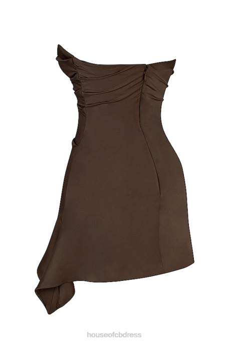 House of CB Jasmine Chocolate Draped Strapless Corset Dress Clothing 4H6N418