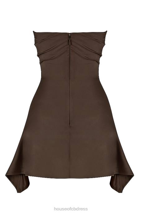 House of CB Jasmine Chocolate Draped Strapless Corset Dress Clothing 4H6N418