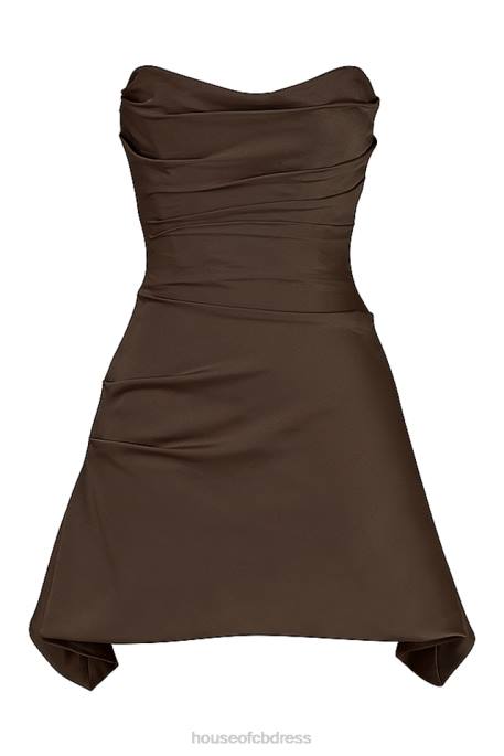 House of CB Jasmine Chocolate Draped Strapless Corset Dress Clothing 4H6N418