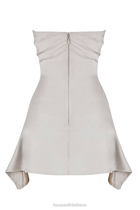 House of CB Jasmine Oyster Draped Strapless Corset Dress Clothing 4H6N451
