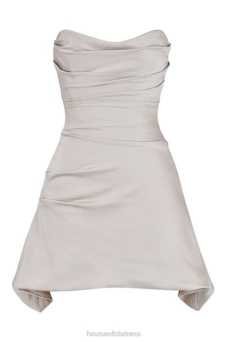 House of CB Jasmine Oyster Draped Strapless Corset Dress Clothing 4H6N451