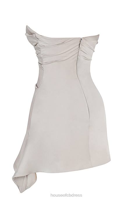House of CB Jasmine Oyster Draped Strapless Corset Dress Clothing 4H6N451