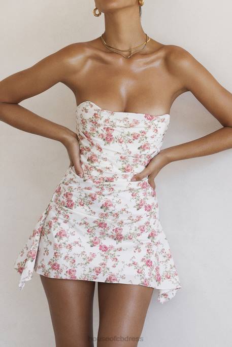 House of CB Jasmine Rose Print Draped Corset Dress Clothing 4H6N439