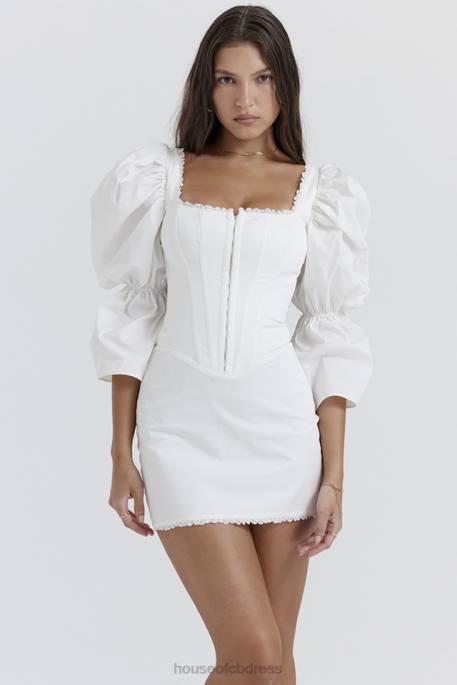 House of CB Matilda White Puff Sleeve Corset Dress Clothing 4H6N204