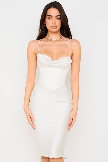 House of CB Myrna Ivory Corset Slip Dress Clothing 4H6N577