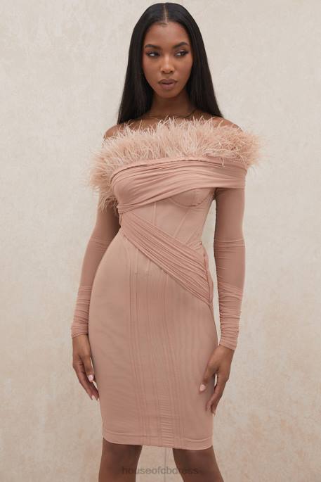 House of CB Naira Blush Mesh Corset Dress Clothing 4H6N589