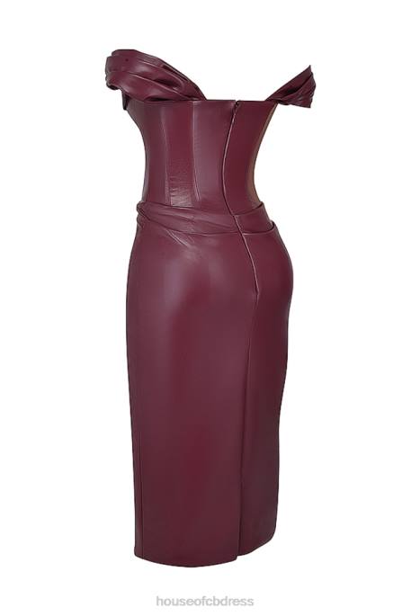 House of CB Raven Mulberry Vegan Leather Corset Dress Clothing 4H6N129