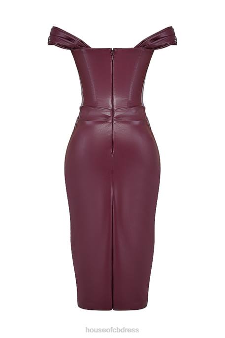 House of CB Raven Mulberry Vegan Leather Corset Dress Clothing 4H6N129