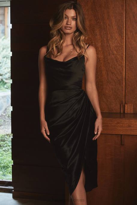 House of CB Reva Black Satin Balcony Corset Dress Clothing 4H6N601