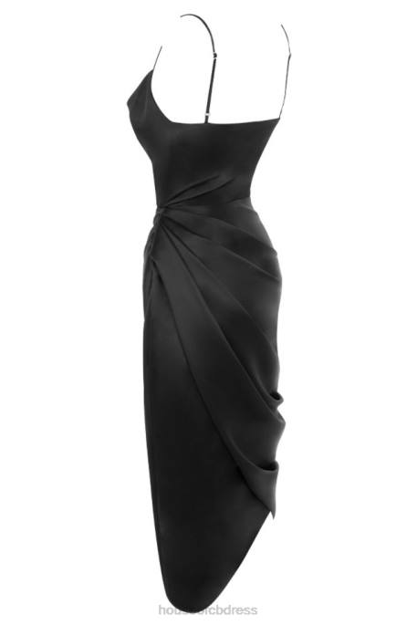 House of CB Reva Black Satin Balcony Corset Dress Clothing 4H6N601