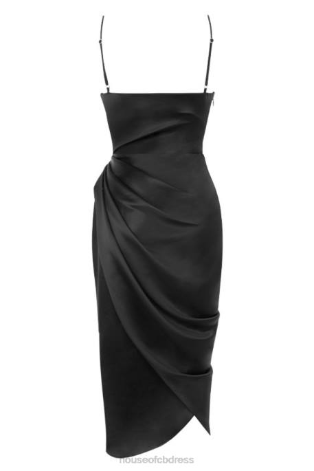 House of CB Reva Black Satin Balcony Corset Dress Clothing 4H6N601